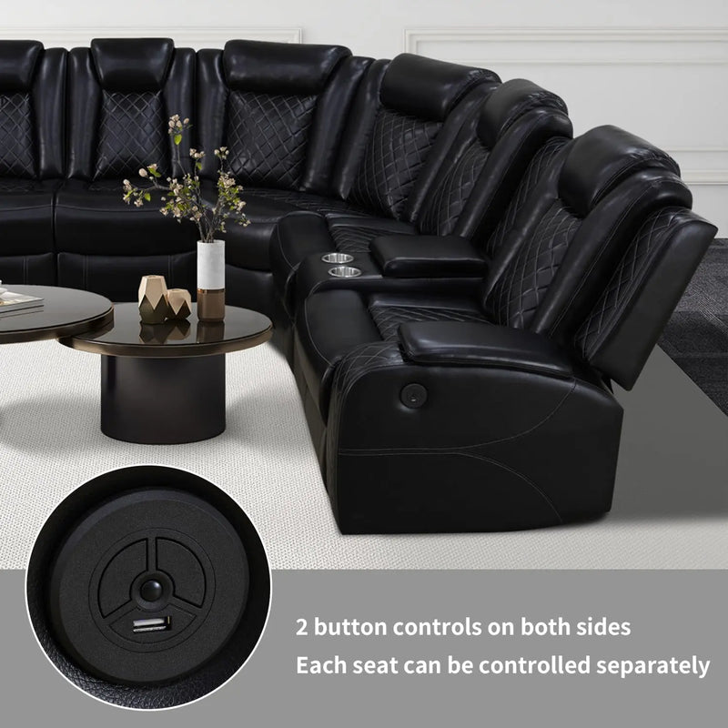 Recliner, Recliner Sofa Sectional Sofa, Air Leather Reclining Corner Sectional Sofa Set, Cup Holder, Storage Console, Sofa