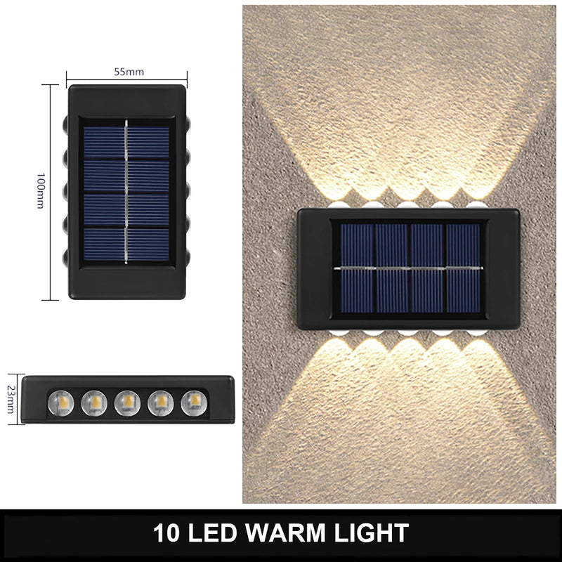 10/8/6/4LED Solar Wall Lamp Outdoor Waterproof Up and Down Luminous Lighting for Garden Fence Decoration Sunlight Light