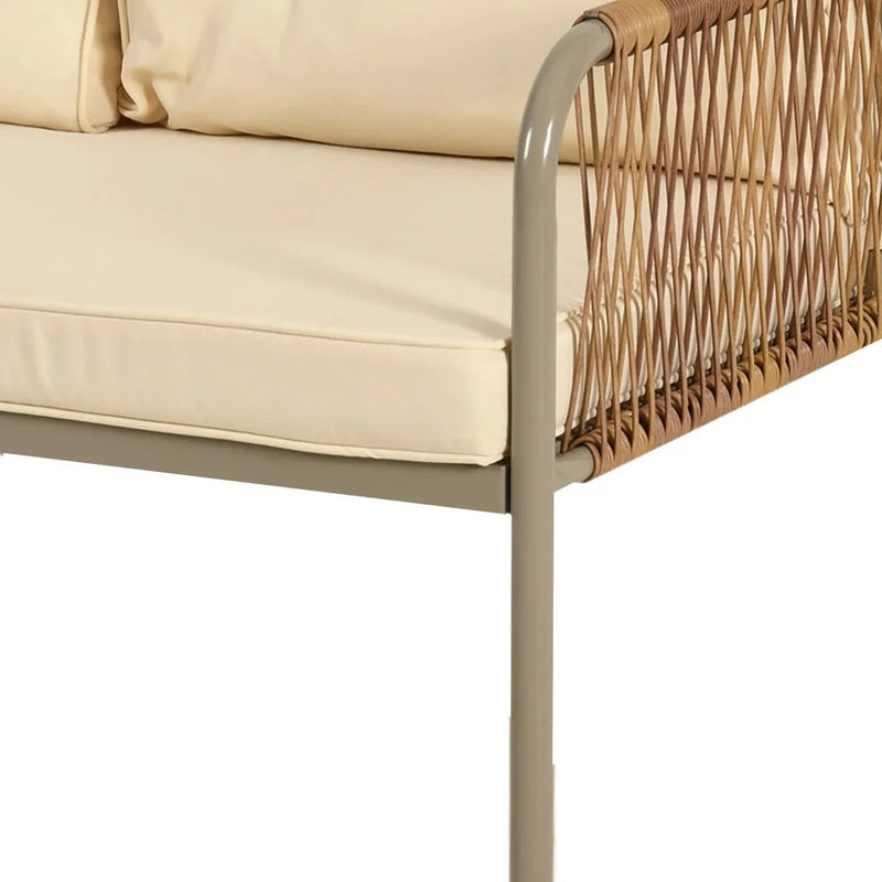 3-Piece Outdoor Wicker Patio Furniture Set -Rattan L-Shaped Sectional Sofa with Detachable Lounger, Table, and Cushions