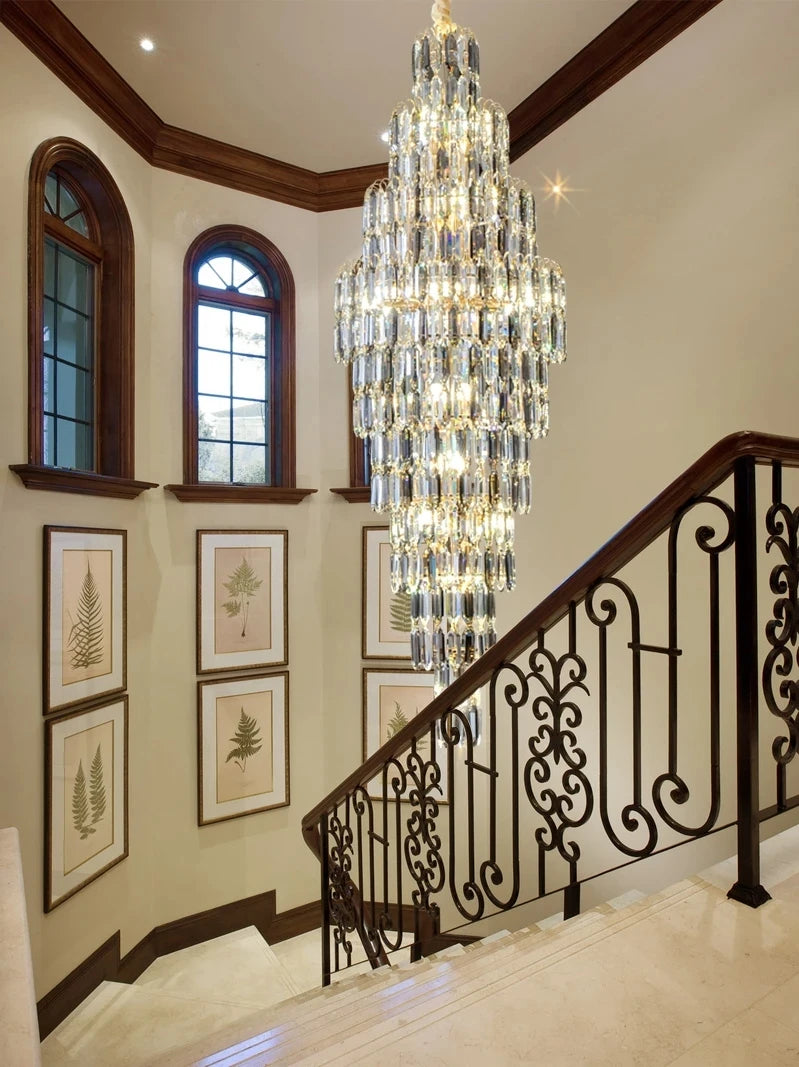 Duplex Building Chandelier Villa Living Room Crystal Lamp Hotel Luxury Chandelier High-end Spiral Staircase Long Chandelier. Gorgeous beauty arrives 30-42 days