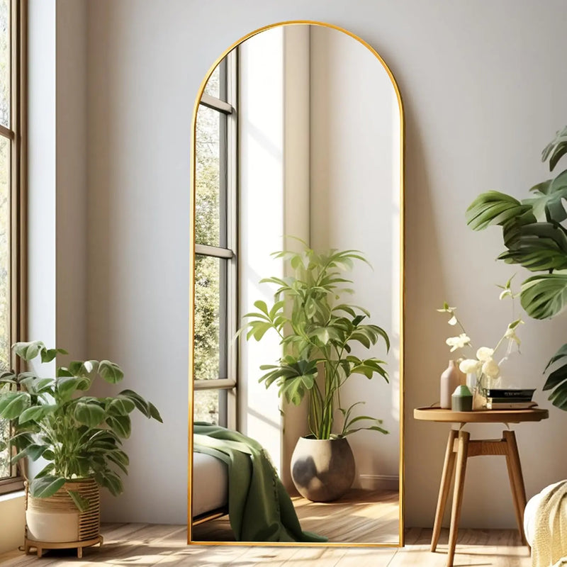 Arched White Full Length Mirror, 64"X21", Large Floor Mirror with Stand, Full Body Mirror for Leaning or Hanging Bedroom