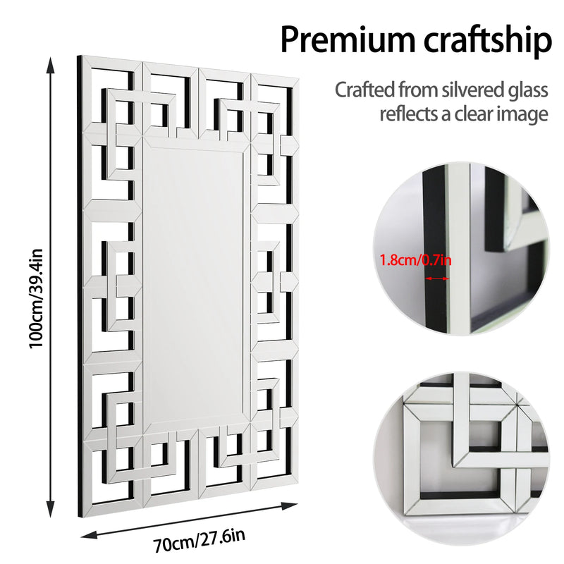 40 Inch Art Decor Wall Mirrors Large Grecian Venetian Mirror Vanity Sliver for Hotel Home Beveled Edge Accent Mirror