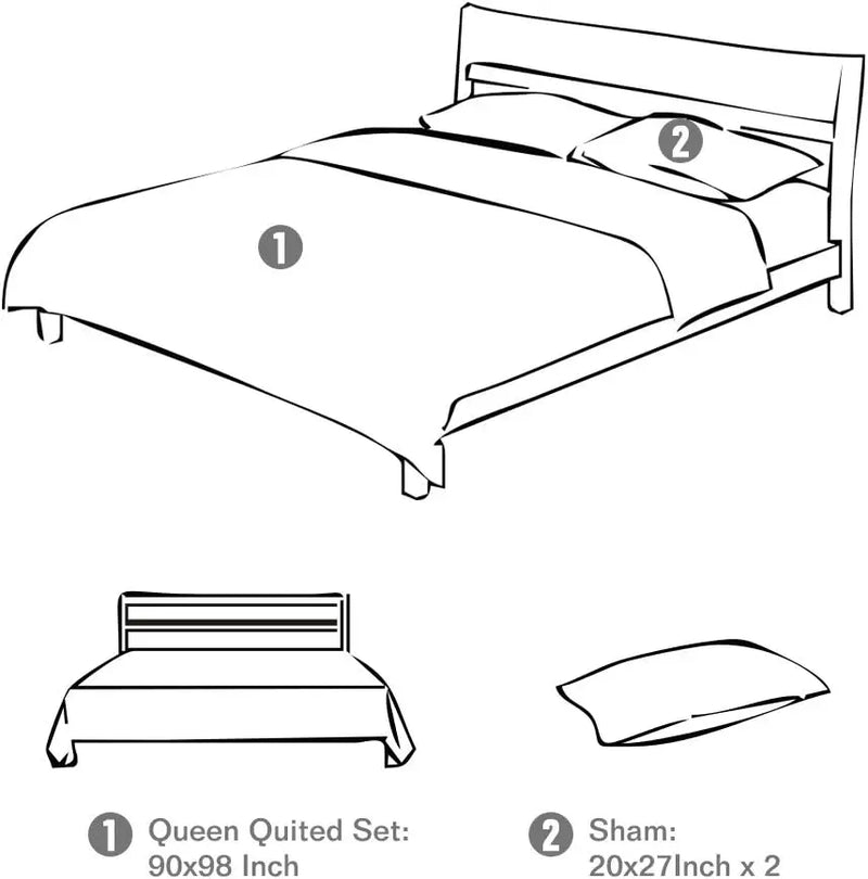 3-piece microfiber lightweight quilt bedding set with 2 pillowcases, suitable for all seasons, featuring a reversible soft cover