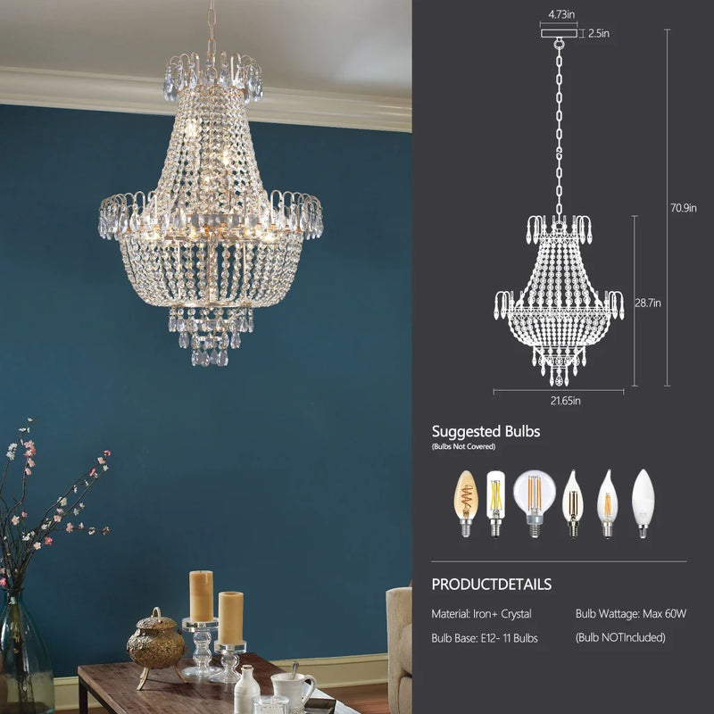 Modern Gold Crystal Chandelier - Elegant Ceiling Light for Home Décor Arrival 5-10 days