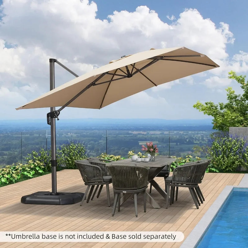 9'X11.5'Patio Umbrella Outdoor Cantilever Rectangle Umbrella Aluminum Offset Umbrella with 360-degree Rotation patio