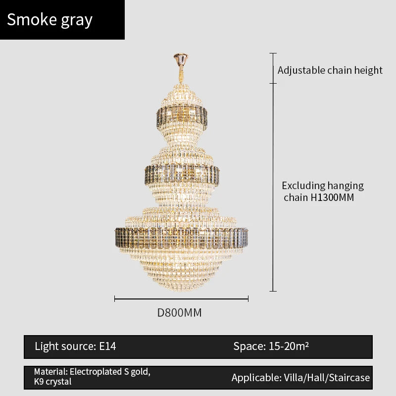 European Duplex Chandelier Luxury Hotel Lobby Loft Crystal Light Creative Personality Villa Living Room Stairwell Big Hanging, this Beauty ships from Europe, Arrival 29- 42 days