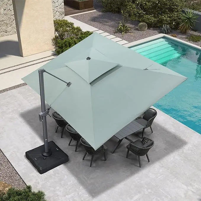 10' X 13' Double Top Cantilever Patio Umbrella Deluxe Large Outdoor Umbrella with Fade Resistance Rectangle Offset Umbrella