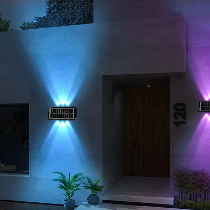 Solar LED Spotlight Outdoor Waterproof Upper Lower Lighting Porch Lights Solar Powered Streetlight for Balcony Courtyard Garden