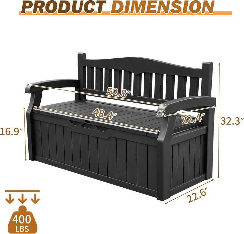 80 Gallon Storage Bench Deck Box lockable for Patio Furniture, Garden Decor and Outdoor Seating for Cushions, Garden Tools and P