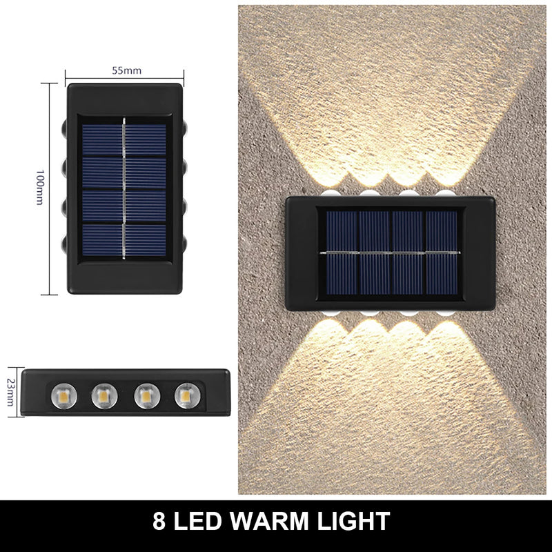 10/8/6/4LED Solar Wall Lamp Outdoor Waterproof Up and Down Luminous Lighting for Garden Fence Decoration Sunlight Light