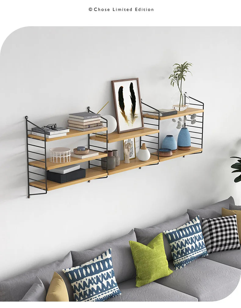 Wall Mounted Shelves Iron art Wood Hanging Book Shelf For Living Room Bedroom Storage Basket Wall Decoration Rack Doll Organizer