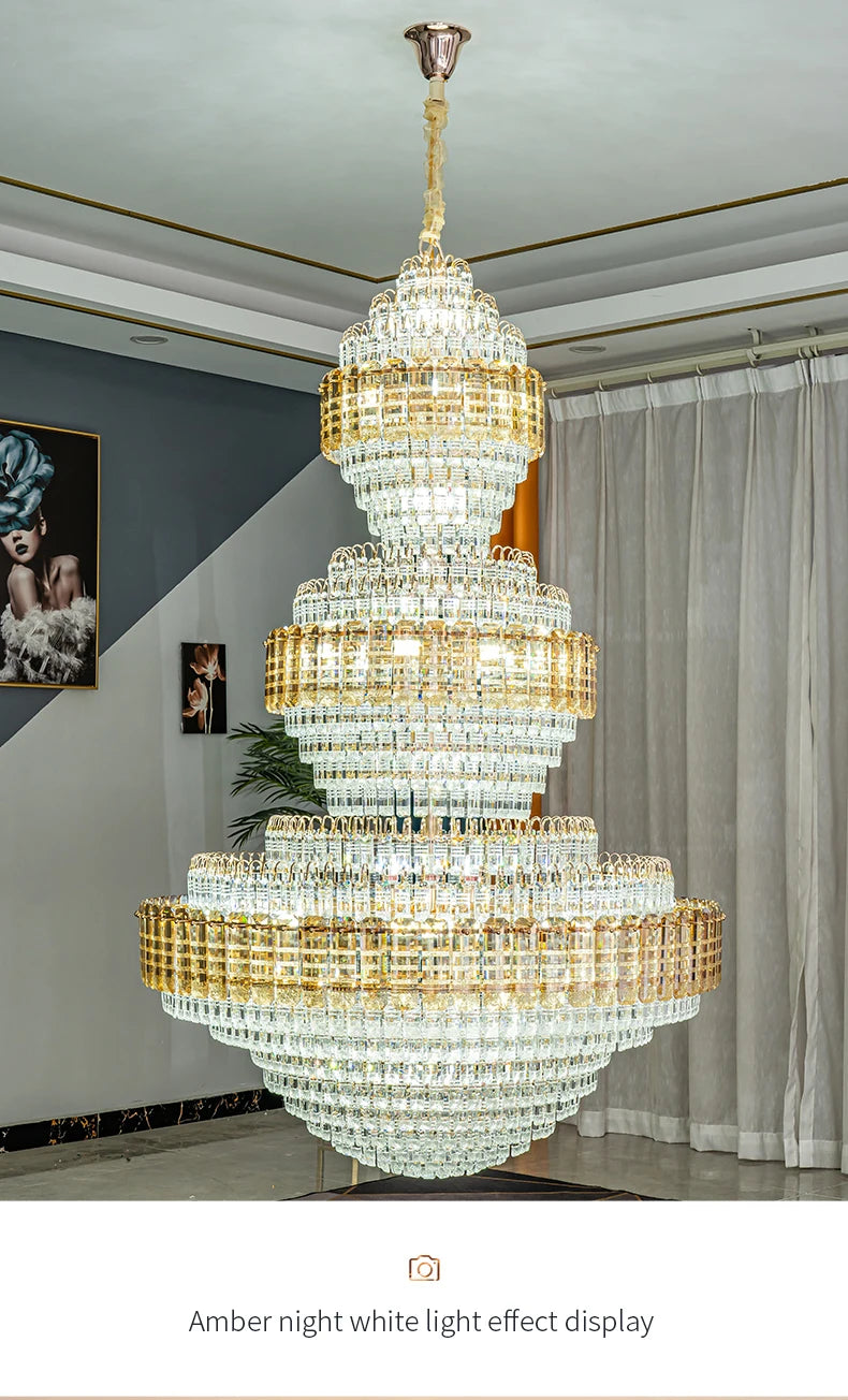 European Duplex Chandelier Luxury Hotel Lobby Loft Crystal Light Creative Personality Villa Living Room Stairwell Big Hanging, this Beauty ships from Europe, Arrival 29- 42 days