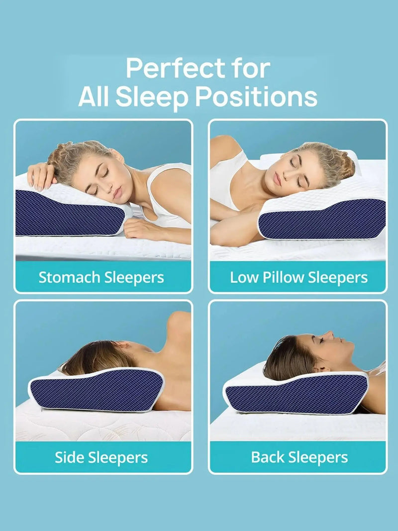 1pc Memory Foam Pillow, Sleeping Pillow For Side, Back And Stomach Sleepers, Neck Contoured Support Pillow Improves Sleep