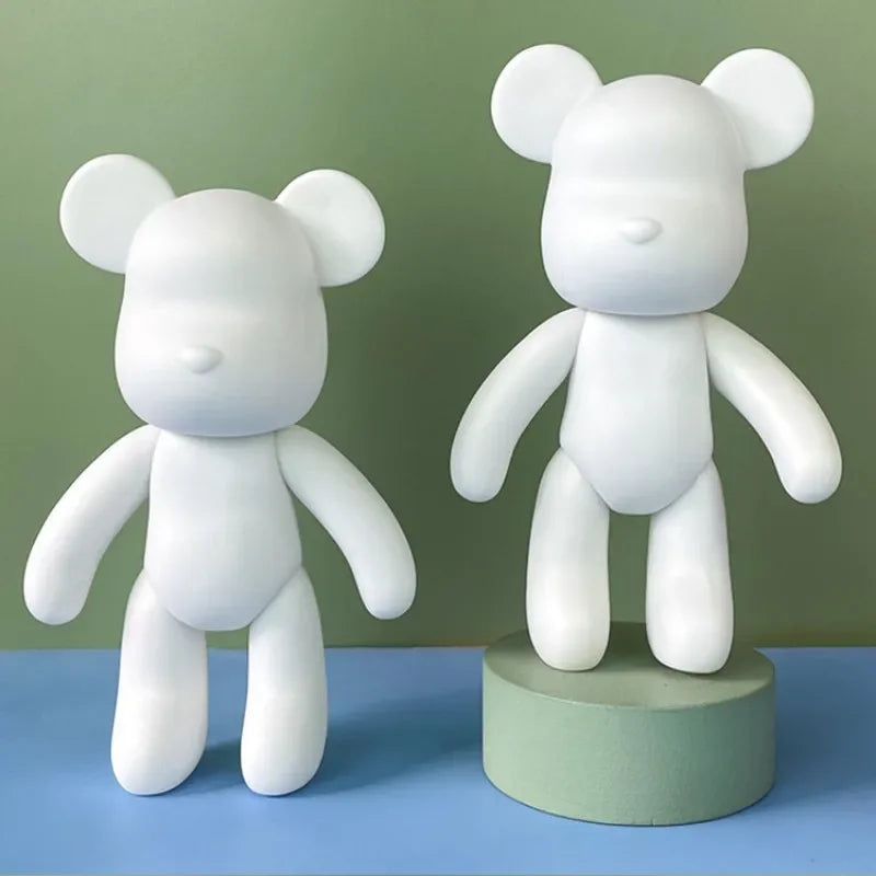 Vinyl White Bear Figure DIY Graffiti Handmade Bear Statue Painting Fluid Pigment Vinyl Graffiti Figurine Decoration Kid Toy Gift