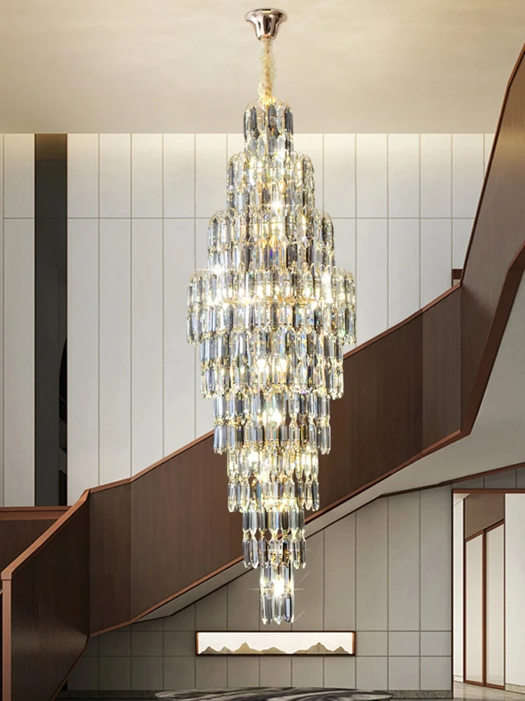 Duplex Building Chandelier Villa Living Room Crystal Lamp Hotel Luxury Chandelier High-end Spiral Staircase Long Chandelier. Gorgeous beauty arrives 30-42 days