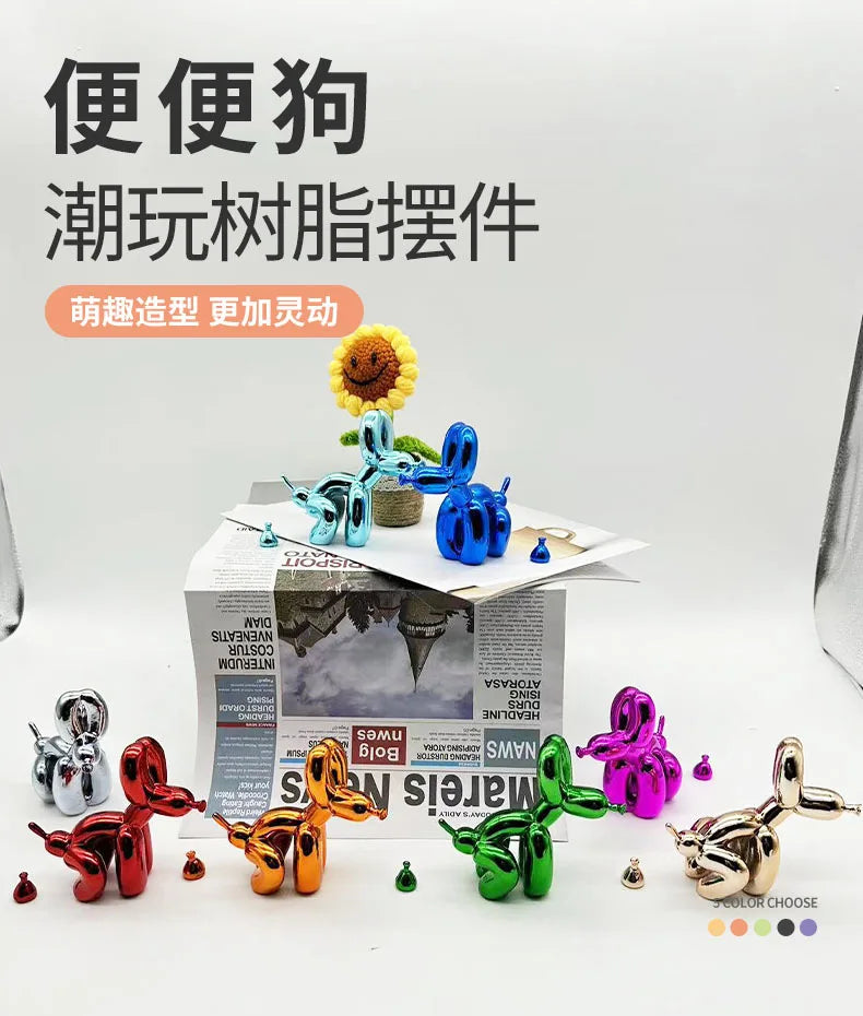 Poop Dog Balloon DogS Ornament Home Decoration Room Trendy Play Resin Electroplating Crafts New Product Desk Accessories