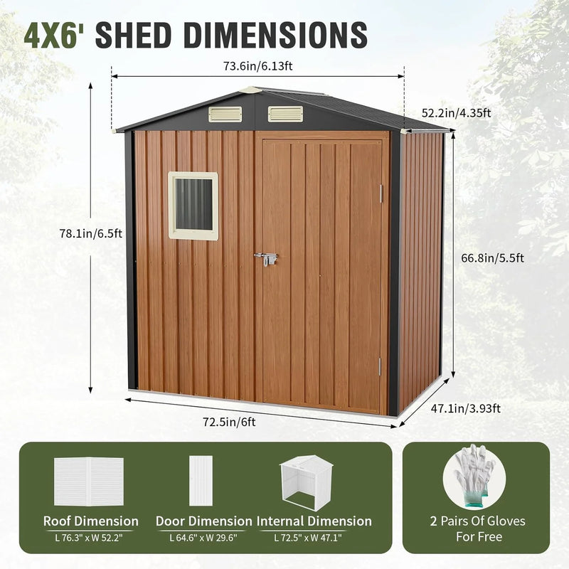 10x12 Ft Outdoor Storage Shed, Large Metal Shed with Floor, Lockable Doors Outside Steel House Ideal for Garden Tool Storage
