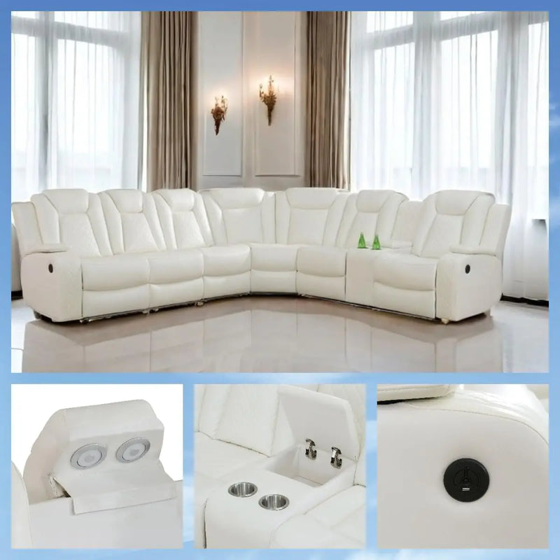 Recliner, Recliner Sofa Sectional Sofa, Air Leather Reclining Corner Sectional Sofa Set, Cup Holder, Storage Console, Sofa