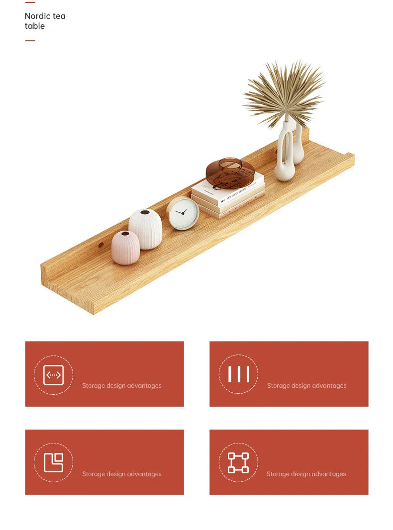 Wooden Floating Shelf Wall Mounted U-shaped Shelf Display Stand For Living Room Bathroom Kitchen Organizer Storage Rack