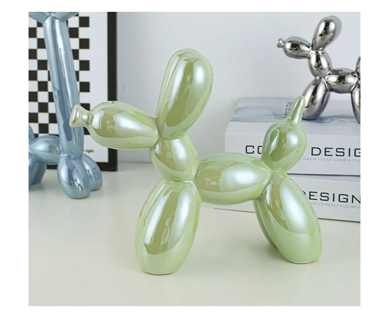 21cm Big Size Ceramic Balloon Dog Abstract Ornament Creative Sculpture Study Room Statue Home Office Accessories Decoration