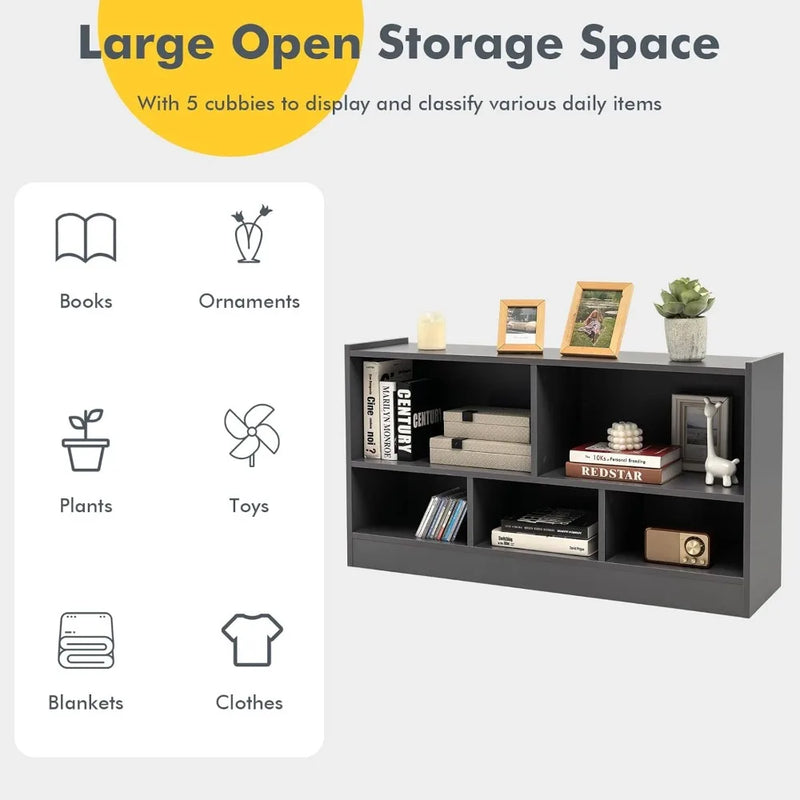 5 Cube Bookcase, 2 Tier Wooden Storage Open Bookshelf, Multipurpose Display Storage Cabinet for Living Room, Bedroom