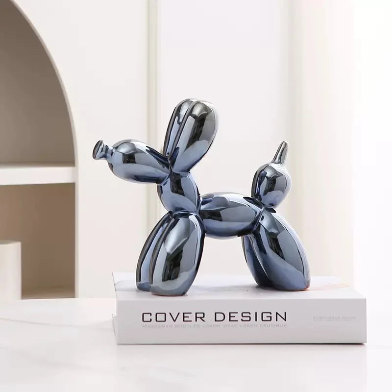 21cm Big Size Ceramic Balloon Dog Abstract Ornament Creative Sculpture Study Room Statue Home Office Accessories Decoration