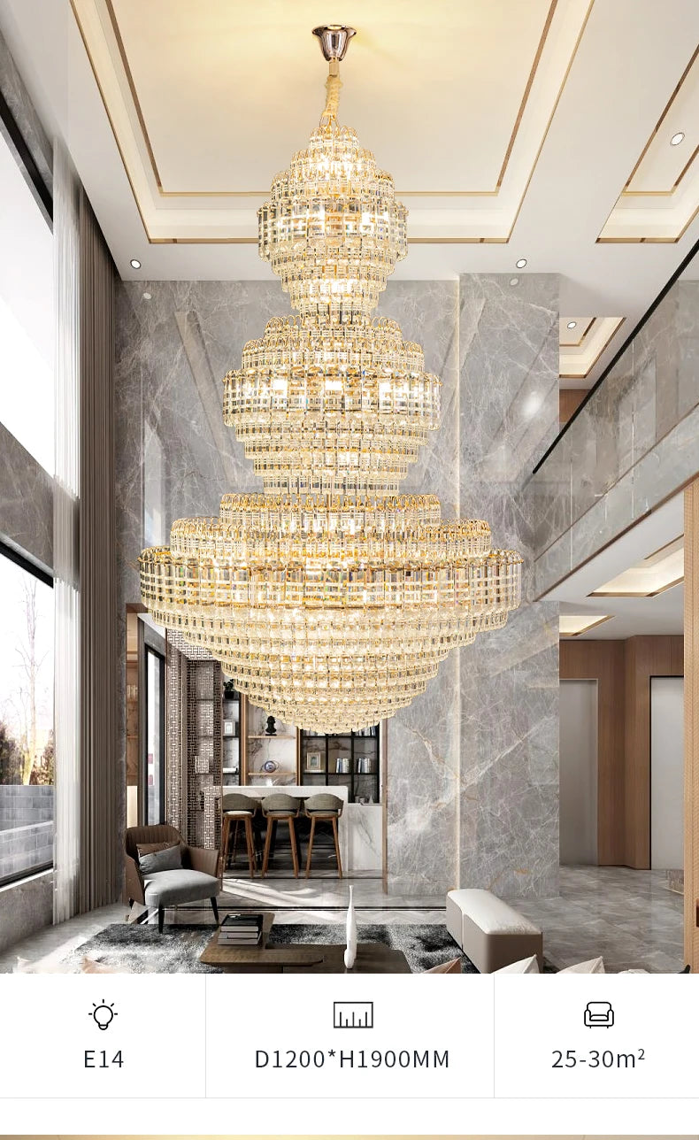 European Duplex Chandelier Luxury Hotel Lobby Loft Crystal Light Creative Personality Villa Living Room Stairwell Big Hanging, this Beauty ships from Europe, Arrival 29- 42 days