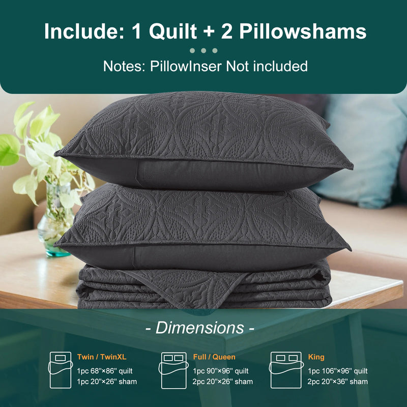 All Season Quilt Set in Classic Coin Design 2/3-Piece Set with 1 Quilt and Shams for Ultimate Comfort,Quilted Bedspread