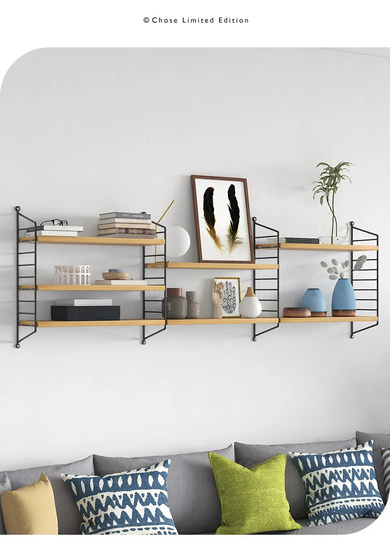 Wall Mounted Shelves Iron art Wood Hanging Book Shelf For Living Room Bedroom Storage Basket Wall Decoration Rack Doll Organizer