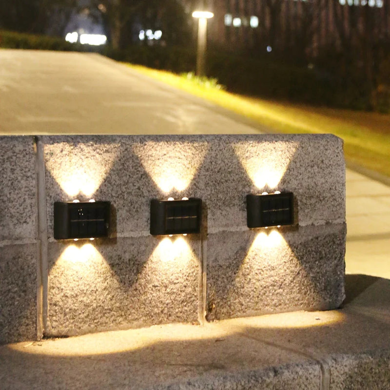 Solar Wall Lamp Outdoor Warm Light Waterproof Up And Down Luminous Lighting Balcony Yard Garden Decoration Lights Exterior Wall