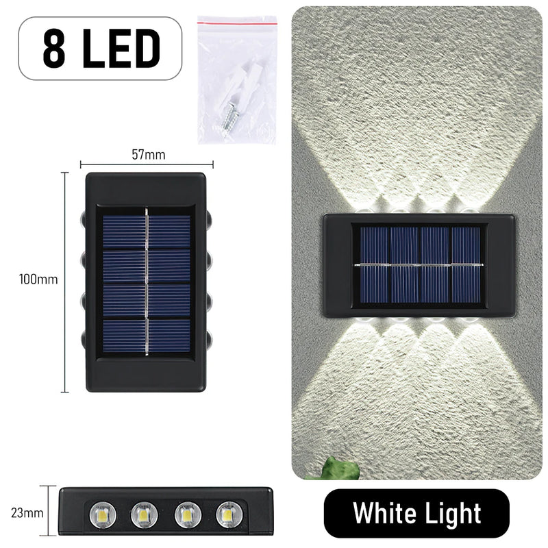 10/8/6/4LED Solar Wall Lamp Outdoor Waterproof Up and Down Luminous Lighting for Garden Fence Decoration Sunlight Light