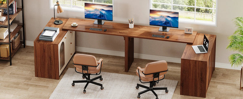 Tribesigns L Shaped Computer Desk with Drawers, Modern Corner Home Office Desk with Reversible Storage Cabinet, Long Study Desk