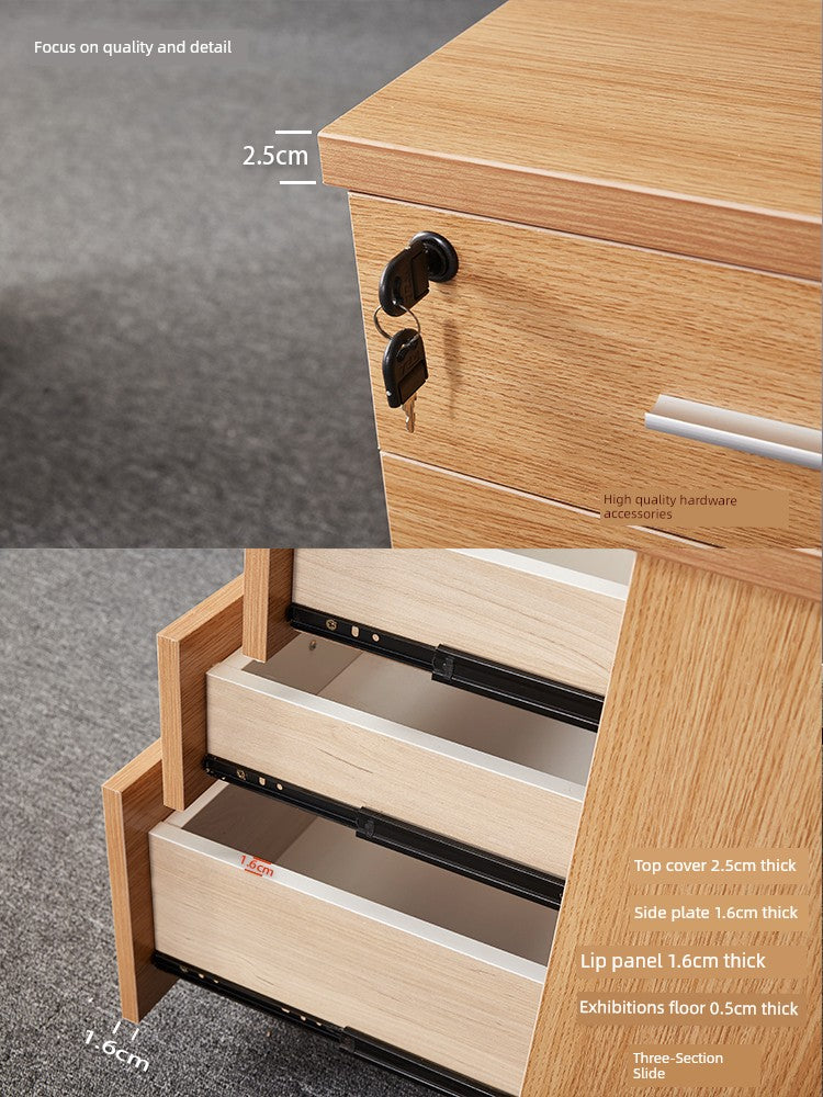 Solid Wood Simplicity Modern White Activity with Lock Small Mobile Cabinet