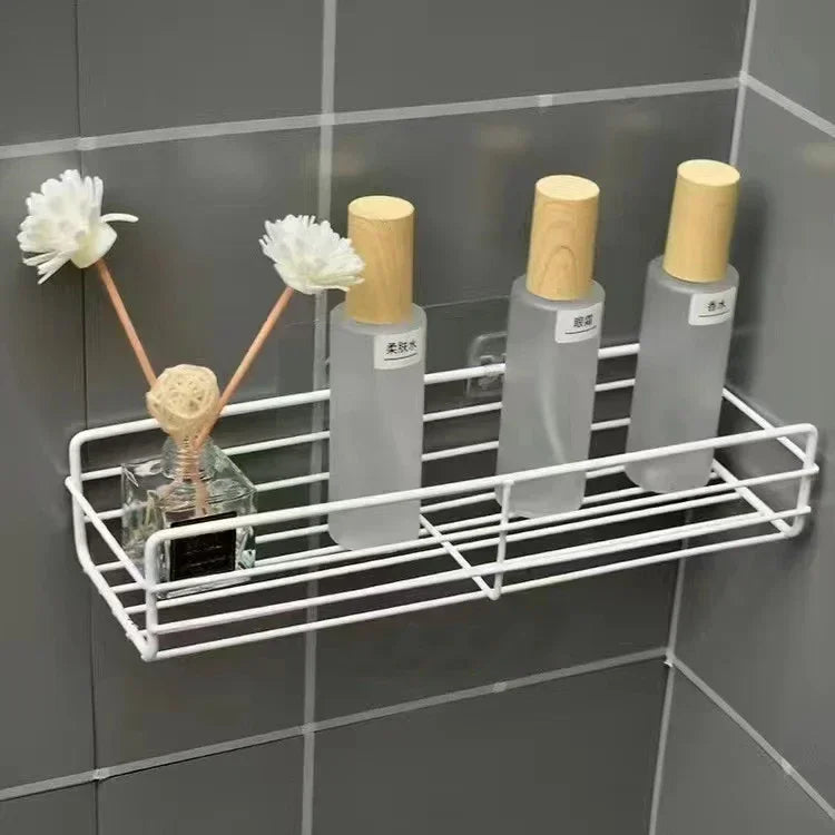 Bathroom Corner Triangle Shelf Wall Mounted Storage Shelves Shampoo Holder Cosmetic Rack Iron Shower Drain Basket Organizer