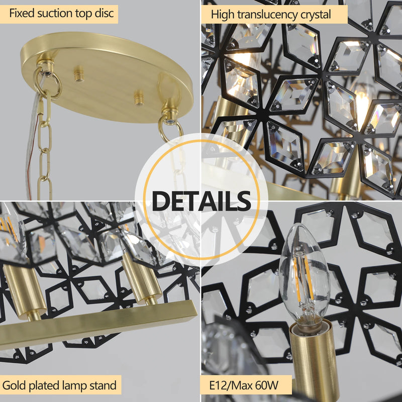Modern Industrial Geometric Crystal Shade 6-Light Fixture for Dining Room,Living House,Home Foyer ,Kitchen Island Arrival 5-10 days