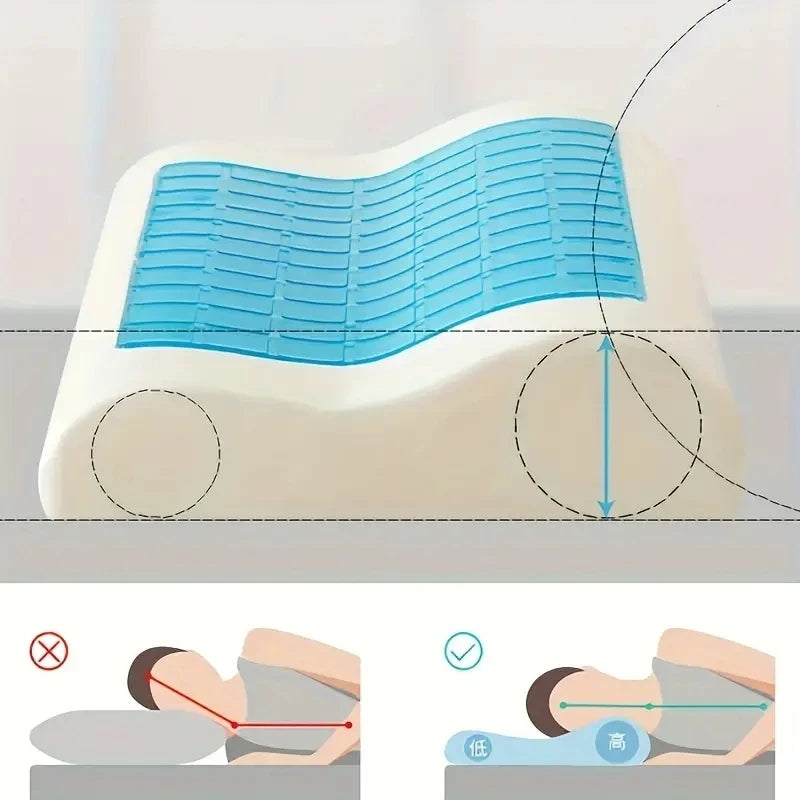 Gel Pillow Orthopedic Memory Foam Pillow 60x40cm Soft Summer Ice-cool Slow Rebound Sleep BedPillow With Pillowcase Health Care