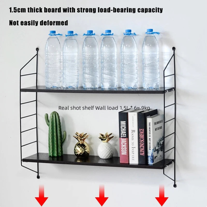 Wall Mounted Shelves Iron art Wood Hanging Book Shelf For Living Room Bedroom Storage Basket Wall Decoration Rack Doll Organizer