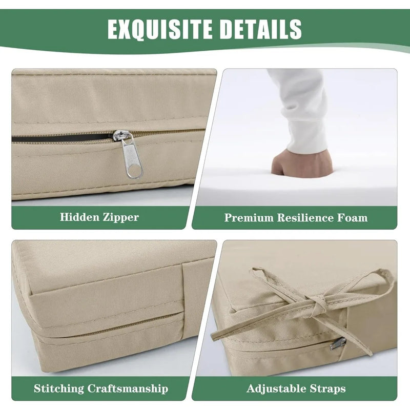 Waterproof Backrest and Deep Seat Furniture, Outdoor Sofa Replacement Cushions with Removable Cover, 24 x 24 Inch, Cream