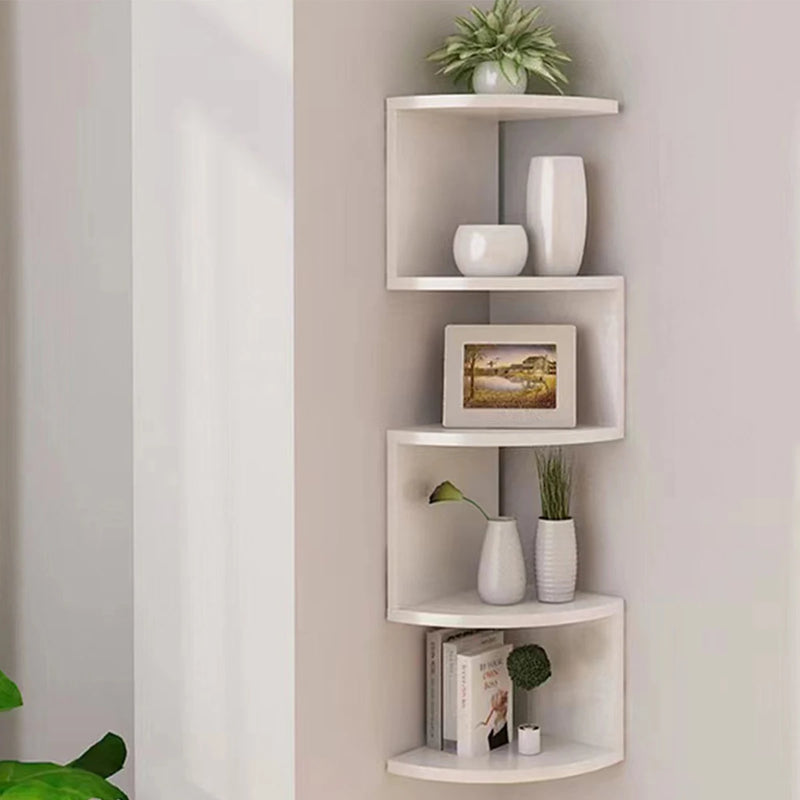 Wall Mounted Corner Storage Rack Classic Corner Wall Rack 5 Layers Semi-circular Partitions for Bookshelf Storage Decoration