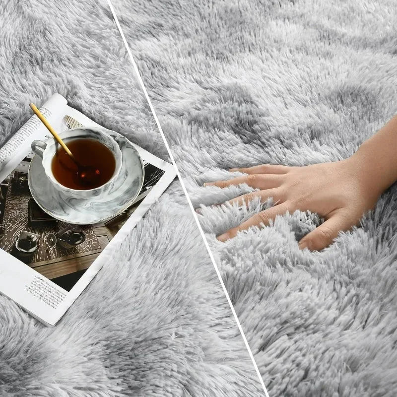 Large Shag Area Rugs 6 x 9, Tie-Dyed Plush Fuzzy Rugs for Living Room, Ultra Soft Fluffy Furry Rugs for Bedroom