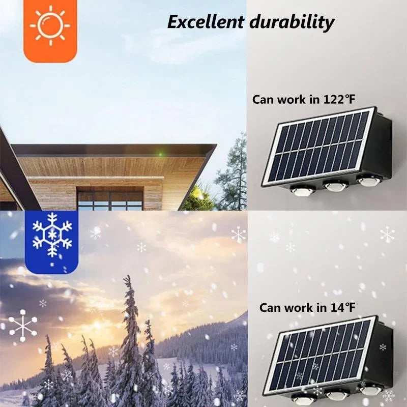 Solar LED Spotlight Outdoor Waterproof Upper Lower Lighting Porch Lights Solar Powered Streetlight for Balcony Courtyard Garden
