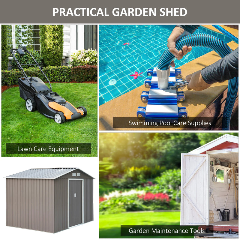 9'X6' Steel Outdoor Utility Storage Tool Shed Kit for Backyard Garden Grey