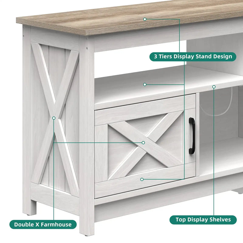 Buffet Cabinet, 59" Farmhouse Storage Sideboard with Barn Door for Home Dinning Living Room, Grey Wash NEW USA