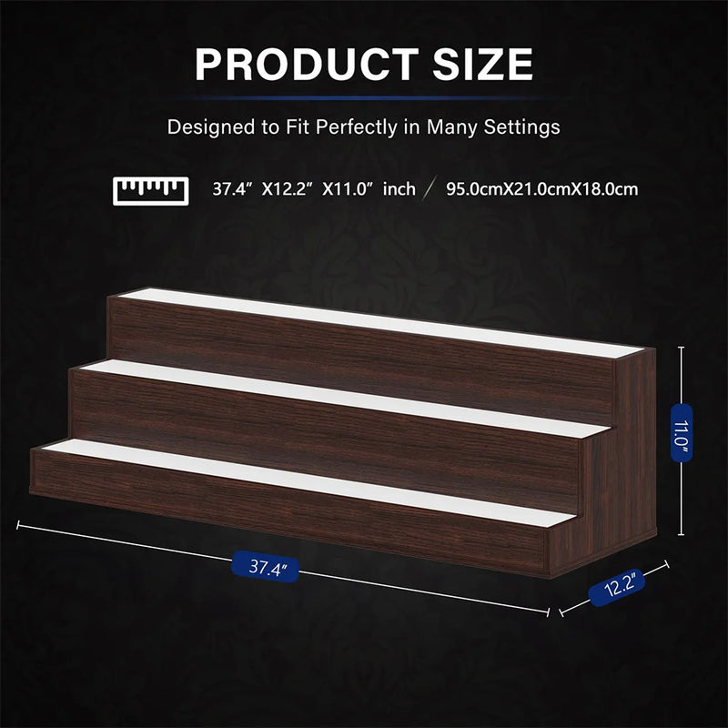 LED Lighted Liquor Shelves Wooden Bottle Display Shelf with App Remote Control For Home Bar Pub Restaurants Party Supplies