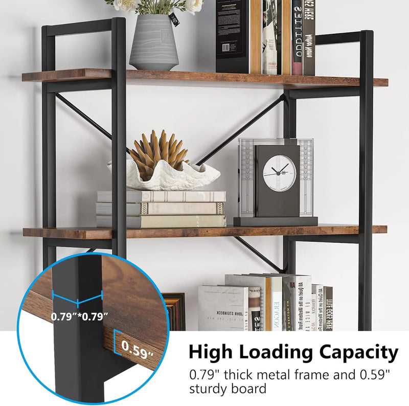 5 Tier Bookshelf, Industrial Etagere Bookcase With Metal Frame, Rustic Tall Book Shelf Unit For Living Room, Study, Home Office