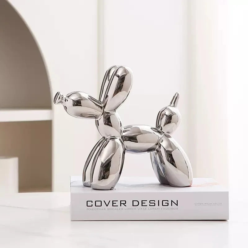 21cm Big Size Ceramic Balloon Dog Abstract Ornament Creative Sculpture Study Room Statue Home Office Accessories Decoration