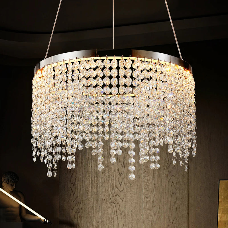15.7-inch Fancy hanging ceiling lamps luxury modern pendant light crystal chandelier,Polished chrome finish Arrival 6-10 days