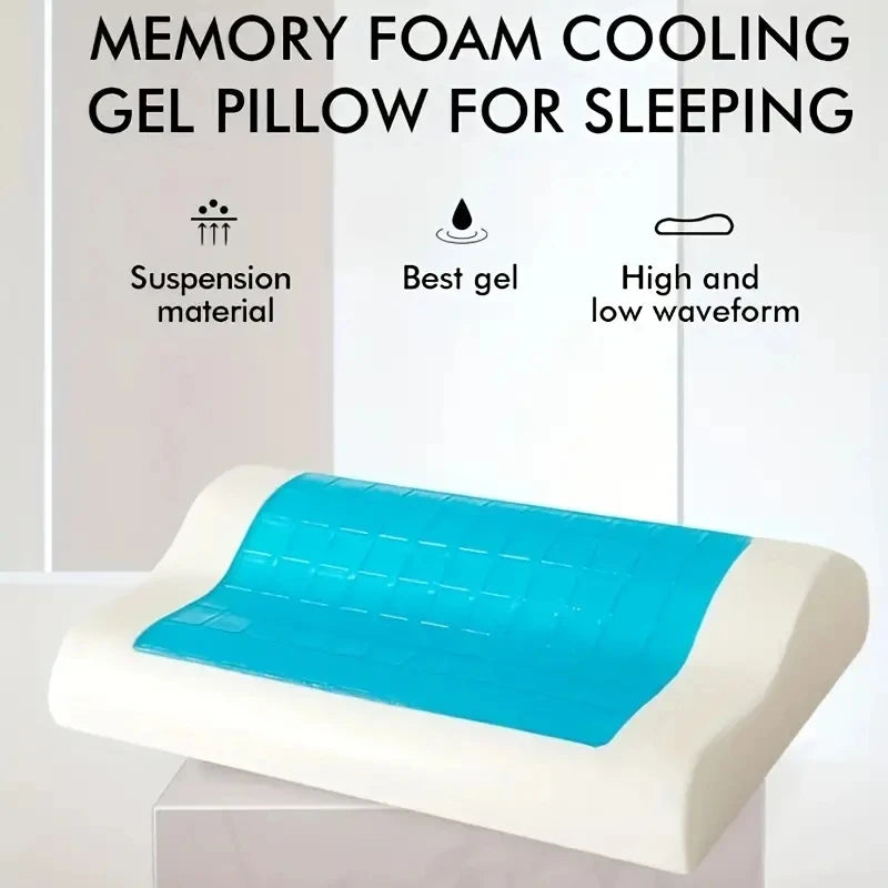 Gel Pillow Orthopedic Memory Foam Pillow 60x40cm Soft Summer Ice-cool Slow Rebound Sleep BedPillow With Pillowcase Health Care