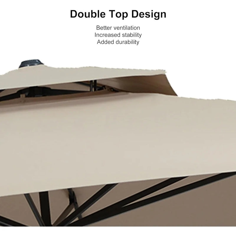 10' X 13' Double Top Cantilever Patio Umbrella Deluxe Large Outdoor Umbrella with Fade Resistance Rectangle Offset Umbrella