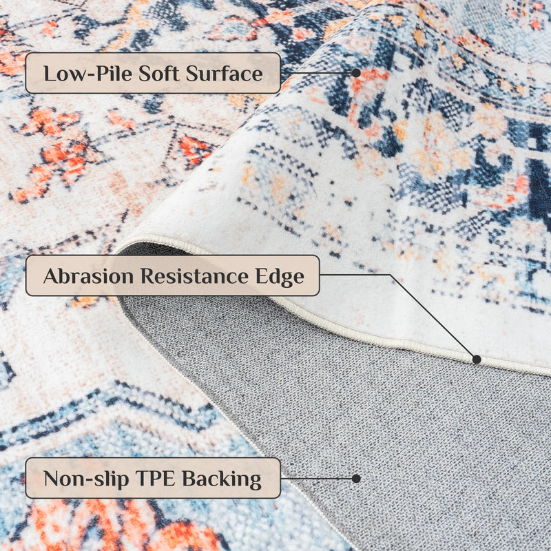 vintage design, washable area rugs non-slip rugs for living room bedroom traditional woven rugs stain resistant